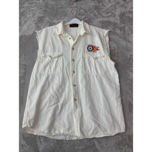 Biker Design Biketoberfest 2000 Daytona Beach Sleeveless Denim Shirt Mens M‎